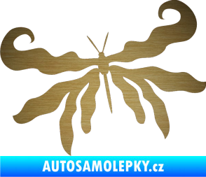 Samolepka Motýl 004 levá škrábaný kov zlatý