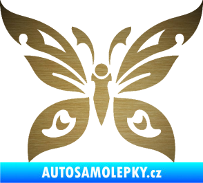 Samolepka Motýl 014 škrábaný kov zlatý