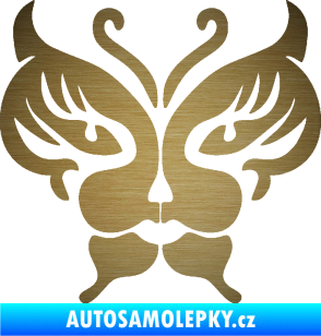 Samolepka Motýl 016 kočičí obličej škrábaný kov zlatý