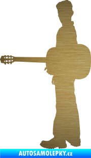 Samolepka Music 003 levá hráč na kytaru škrábaný kov zlatý