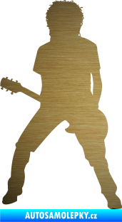 Samolepka Music 010 levá rocker s kytarou škrábaný kov zlatý