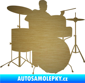 Samolepka Music 011 pravá hráč na bicí škrábaný kov zlatý