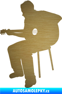 Samolepka Music 012 levá  kytarista škrábaný kov zlatý