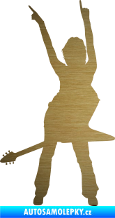 Samolepka Music 016 levá rockerka s kytarou škrábaný kov zlatý