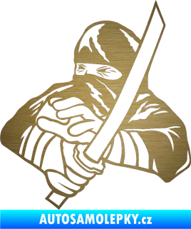 Samolepka Ninja silueta levá škrábaný kov zlatý