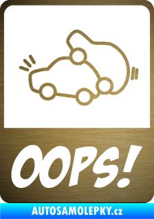 Samolepka Oops love cars 002 škrábaný kov zlatý