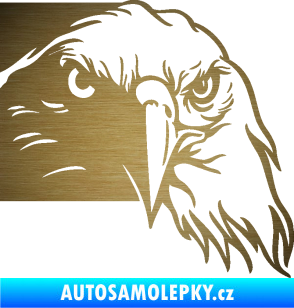 Samolepka Orel 010 pravá hlava škrábaný kov zlatý