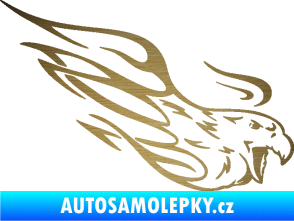 Samolepka Orel 014 pravá s plameny škrábaný kov zlatý