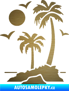 Samolepka Ostrov 002 levá palmy a moře škrábaný kov zlatý