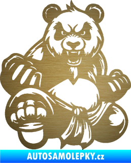 Samolepka Panda 012 levá Kung Fu bojovník škrábaný kov zlatý
