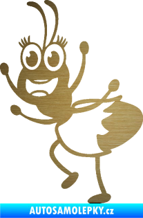 Samolepka Paní mravencová levá škrábaný kov zlatý