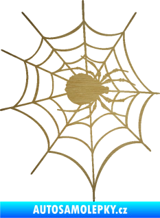 Samolepka Pavouk 016 pravá s pavučinou škrábaný kov zlatý
