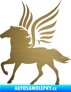 Samolepka Pegas 002 levá okřídlený kůň škrábaný kov zlatý