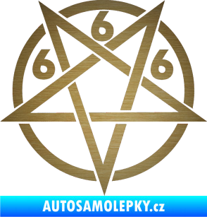 Samolepka Pentagram 666 škrábaný kov zlatý