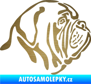 Samolepka Pes 163 pravá bordeauxská doga škrábaný kov zlatý
