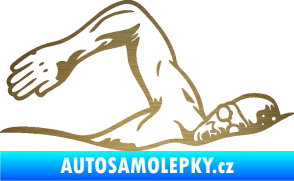 Samolepka Plavání pravá 002  škrábaný kov zlatý