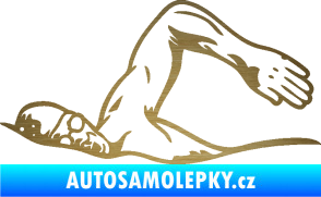 Samolepka Plavání levá 002  škrábaný kov zlatý