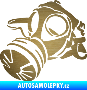 Samolepka Plynová maska levá škrábaný kov zlatý