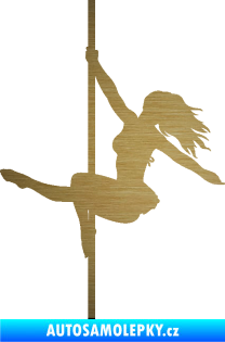 Samolepka Pole dance 001 levá tanec na tyči škrábaný kov zlatý