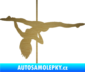 Samolepka Pole dance 002 levá tanec na tyči škrábaný kov zlatý