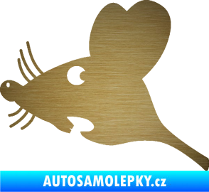 Samolepka Překvapená myš levá škrábaný kov zlatý