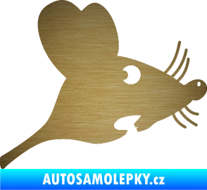 Samolepka Překvapená myš pravá škrábaný kov zlatý