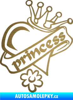 Samolepka Princess nápis v srdíčku škrábaný kov zlatý