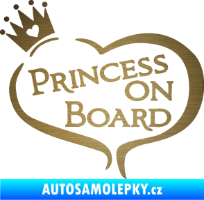 Samolepka Princess on board nápis s korunkou škrábaný kov zlatý