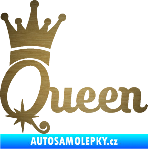 Samolepka Queen 002 s korunkou škrábaný kov zlatý