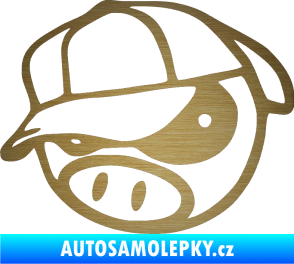 Samolepka Rally pig 003 levá škrábaný kov zlatý
