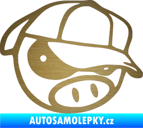 Samolepka Rally pig 003 pravá škrábaný kov zlatý