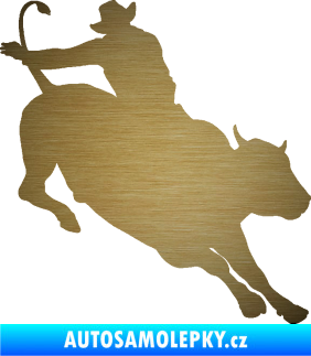 Samolepka Rodeo 001 pravá  kovboj s býkem škrábaný kov zlatý