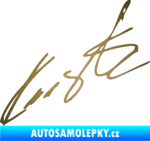 Samolepka Podpis Roman Kresta  škrábaný kov zlatý