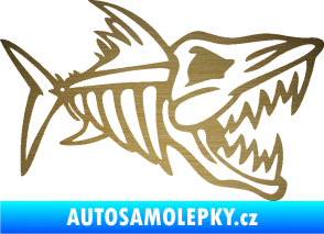 Samolepka Ryba kostra 002 pravá škrábaný kov zlatý
