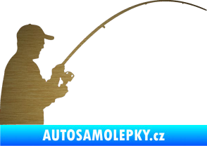 Samolepka Rybář 001 pravá škrábaný kov zlatý