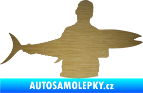 Samolepka Rybář 006 pravá škrábaný kov zlatý
