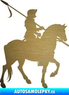 Samolepka Rytíř na koni pravá škrábaný kov zlatý