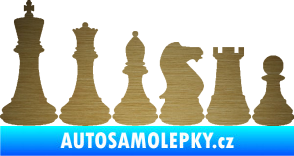 Samolepka Šachy 001 levá škrábaný kov zlatý