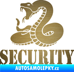 Samolepka Security hlídáno - levá had škrábaný kov zlatý