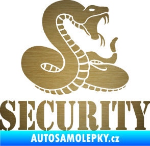 Samolepka Security hlídáno - pravá had škrábaný kov zlatý