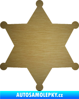 Samolepka Sheriff 002 hvězda škrábaný kov zlatý