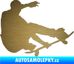 Samolepka Skateboard 009 pravá škrábaný kov zlatý