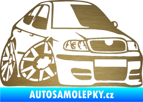 Samolepka Škoda Octavia karikatura pravá škrábaný kov zlatý