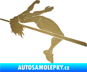 Samolepka Skok do výšky 001 levá atletika škrábaný kov zlatý