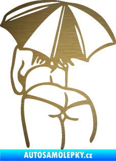 Samolepka Slečna s deštníkem levá škrábaný kov zlatý