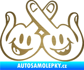 Samolepka Smajlíci f*ck levá škrábaný kov zlatý