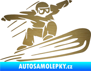 Samolepka Snowboard 014 pravá škrábaný kov zlatý