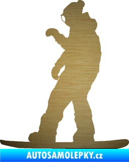Samolepka Snowboard 028 levá škrábaný kov zlatý