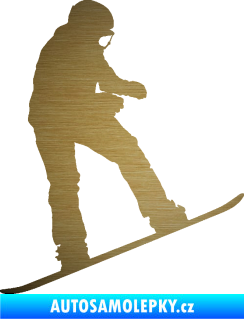 Samolepka Snowboard 030 pravá škrábaný kov zlatý
