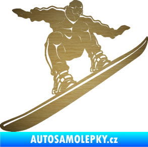 Samolepka Snowboard 038 pravá škrábaný kov zlatý